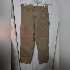 Carhartt Carpenter Dungaree Khaki Brown Workwear Pants Size 32/32